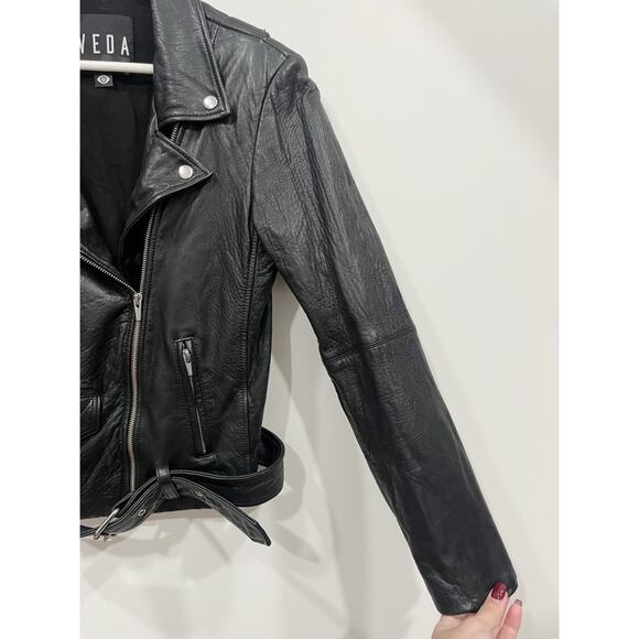 Veda Jayne Leather Moto Jacket in Black - Picture 6 of 16